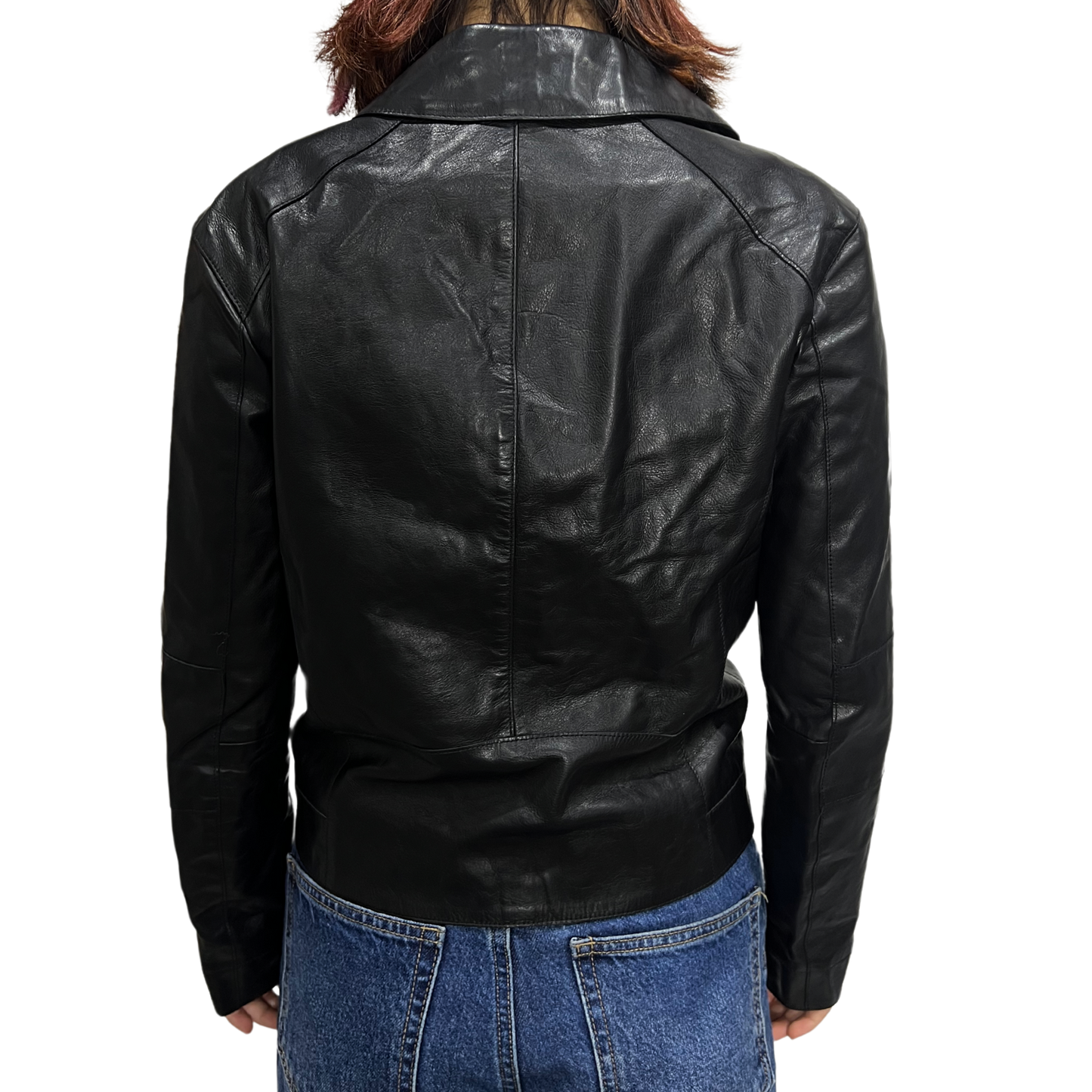 1990s Vintage Faux Leather Jacket with Leopard Print Trim*