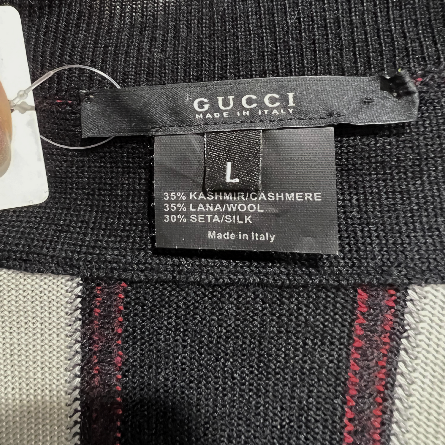 Vintage Gucci silk Wool Blend Stripe V-Neck Sweater*
