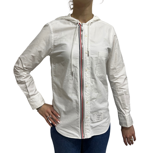 Thom Browne White Hooded Shirt