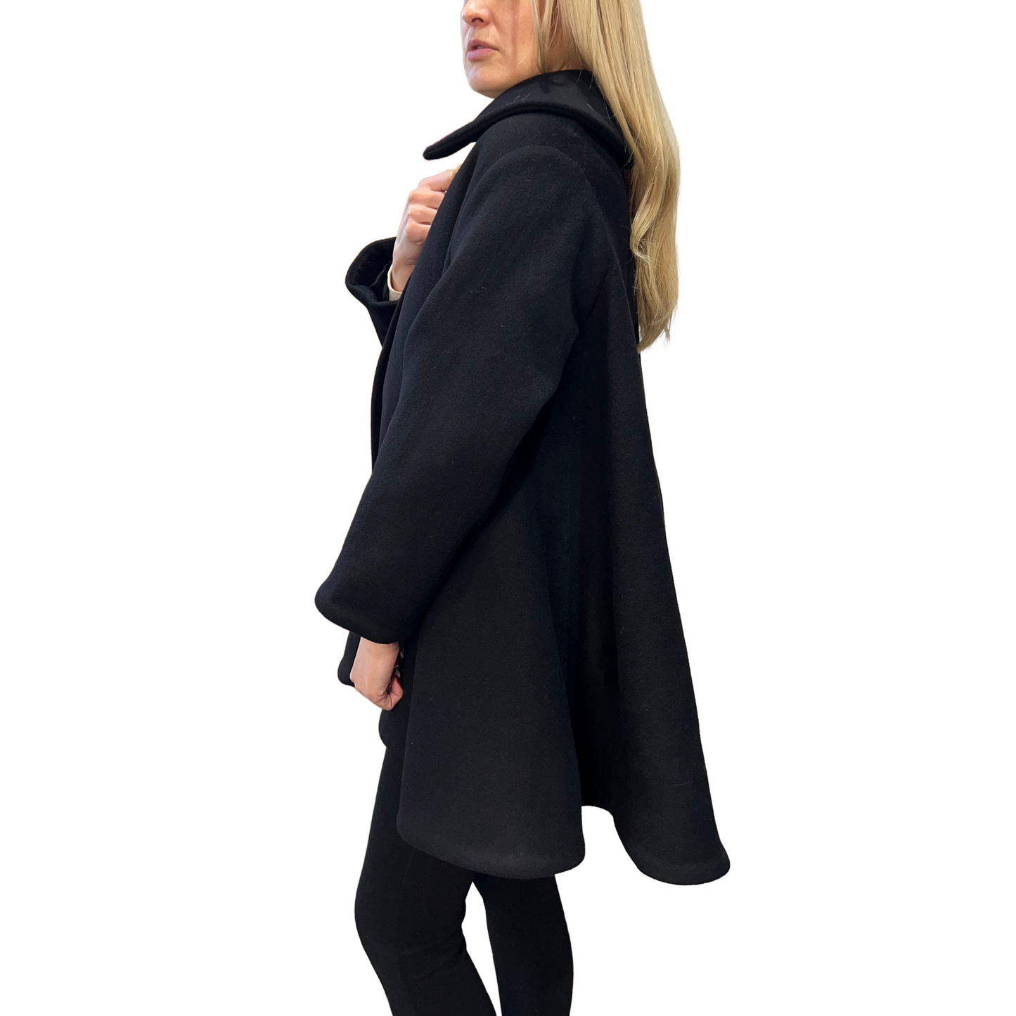 Timeless Black Wool Cape Coat