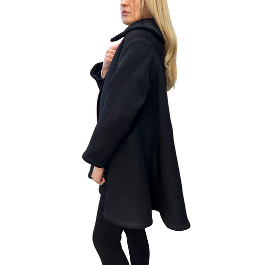 Timeless Black Wool Cape Coat
