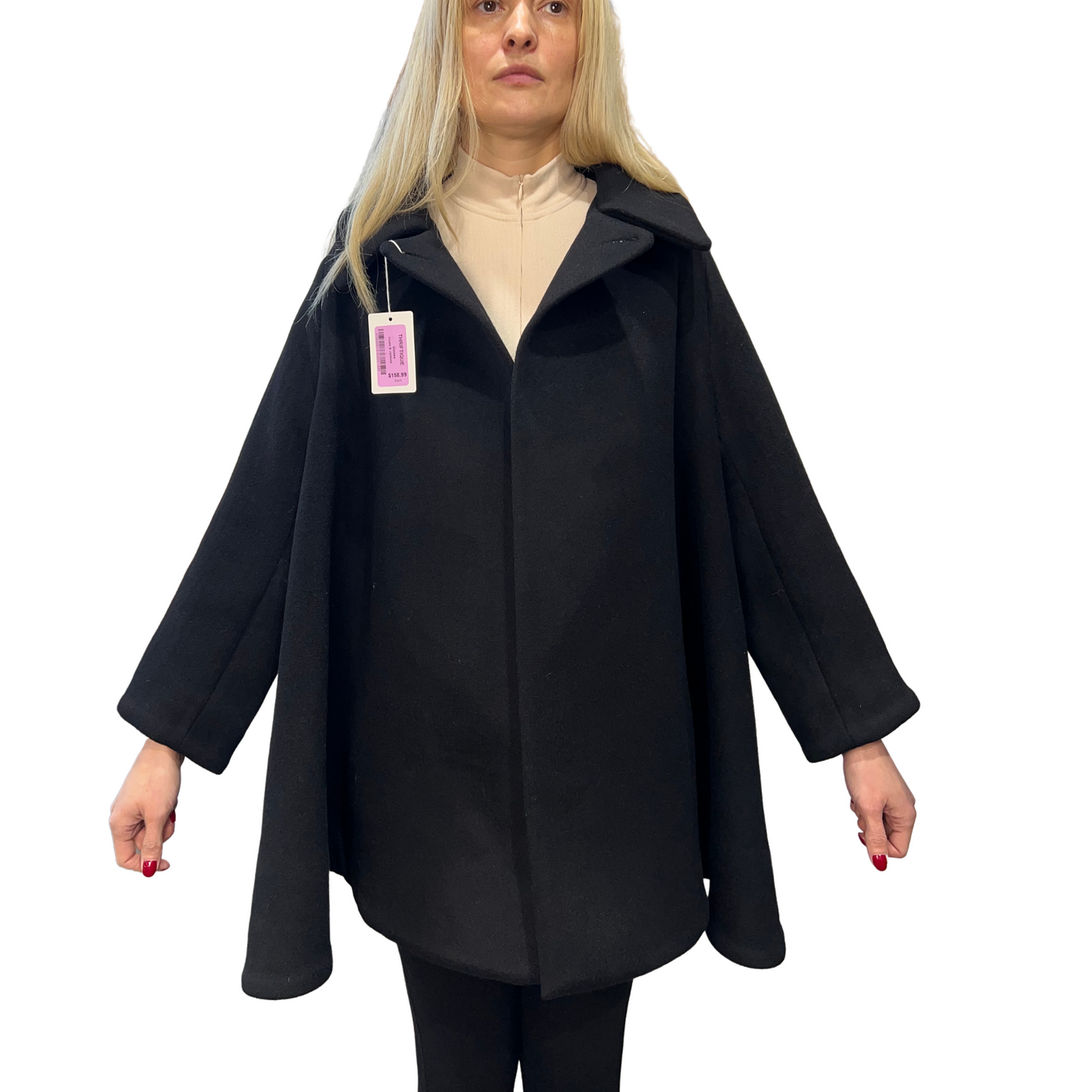 Timeless Black Wool Cape Coat