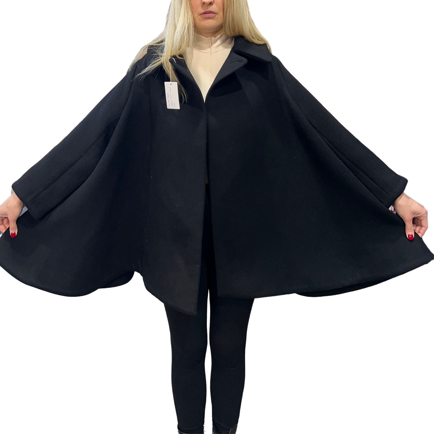 Timeless Black Wool Cape Coat
