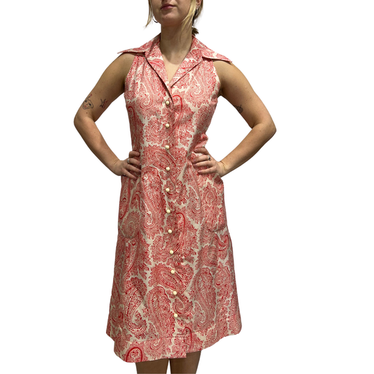 1970's Shannon Rogers for Jerry Silverman Collared Sleeveless Dress*