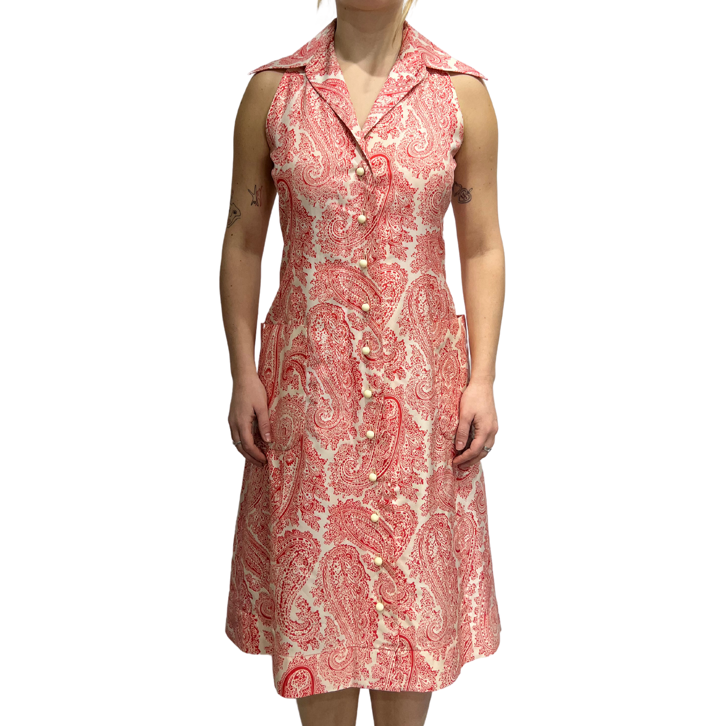 1970's Shannon Rogers for Jerry Silverman Collared Sleeveless Dress*