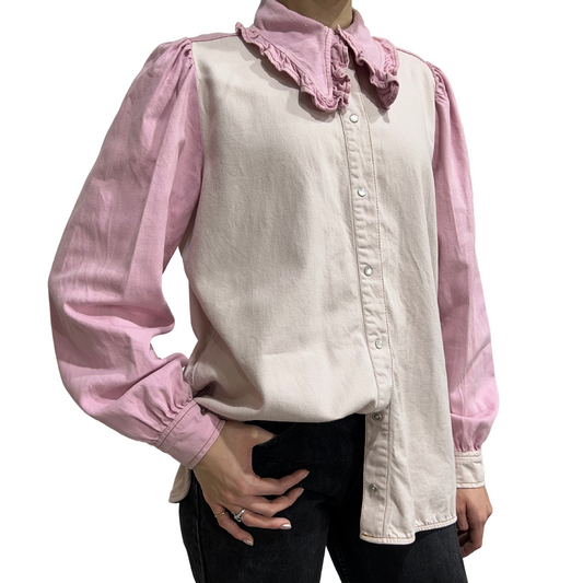 Ganni Vintage Ruffle Collar Button-Up Shirt
