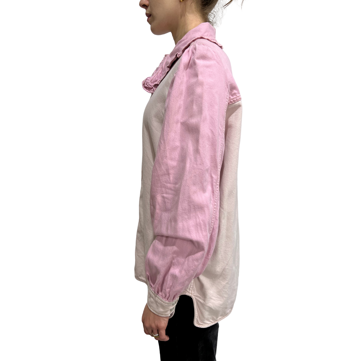 Ganni Vintage Ruffle Collar Button-Up Shirt