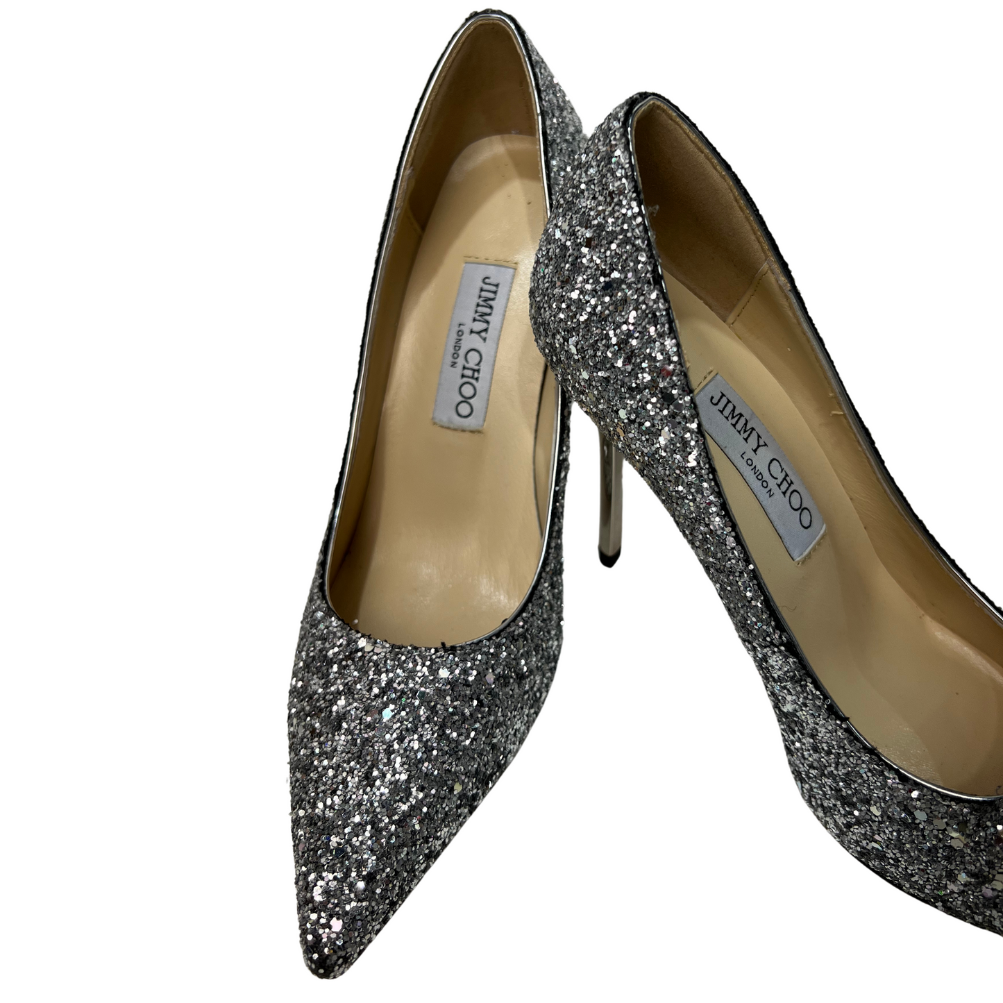 Jimmy Choo Silver Glitter Pumps