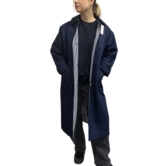 Vintage Kristy Allan Striped Lined Navy Coat*