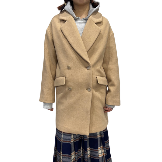 Abercrombie & Fitch Camel Wool-Blend Double-Breasted Coat*