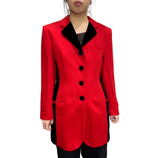 Vintage Mondi Red and Black Wool Tailored Blazer*